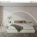 Modern Bedroom Interior Design With Arched LED Light Wall Large Bed And Rug