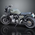 Vintage Custom Motorcycle With Green Tank And Black Leather Seat