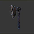 Vintage Axe Weapon With Leather Wrapped Handle And Rustic Blade