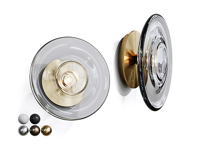 Modern Glass Wall Lights With Round Design And Multiple Color Options 3d model