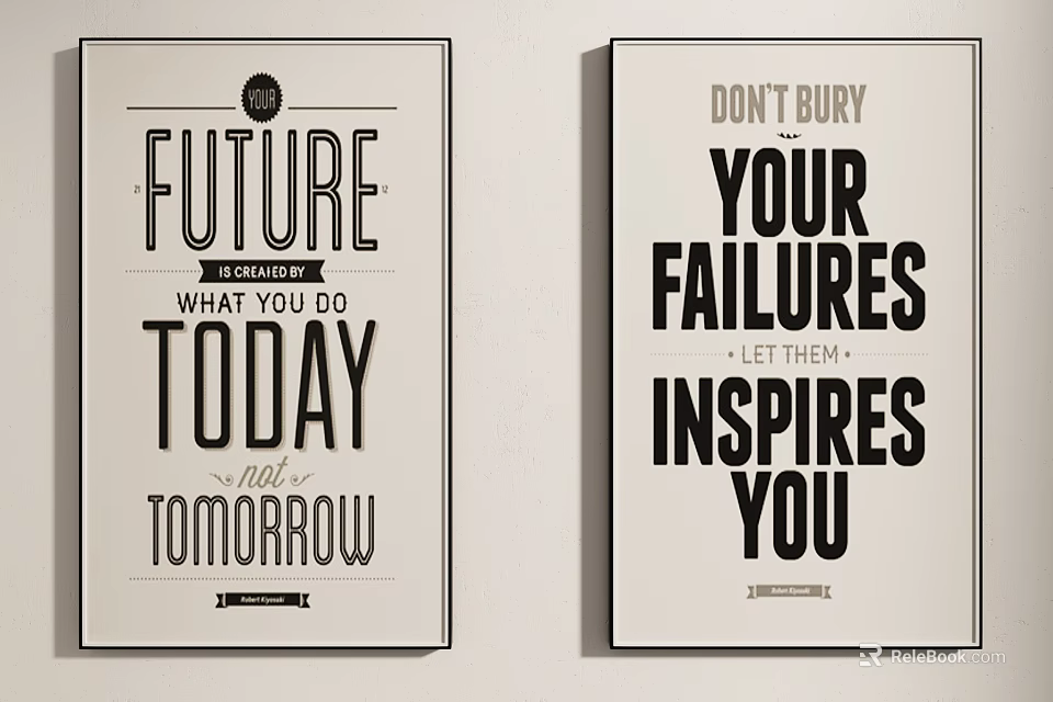 Motivational Posters With Future Today Tomorrow And Failures Inspires Quotes 3d model 