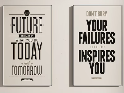 Motivational Posters With Future Today Tomorrow And Failures Inspires Quotes 3d model