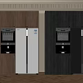 Modern Kitchen Cabinets In Brown White And Gray With Refrigerator And Oven