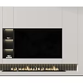 Modern TV Wall Design With Fireplace Cabinets Shelves And Marble Accents