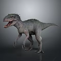 Realistic Large Carnivorous Dinosaur 3D Model With Gray Skin Spiked Back Sharp Teeth Open Mouth 3d model