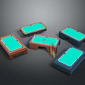 Various Colored Billiard Tables With Green Felt Surfaces Wooden Frames And Cues