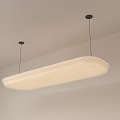 Modern White Rectangular Pendant Light Hanging From Ceiling In Minimalist Interior 3d model