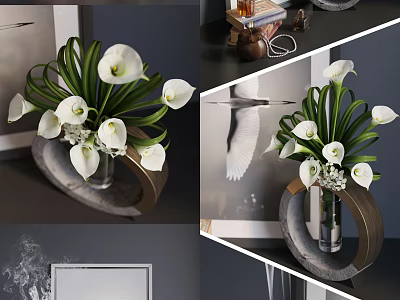 Modern ornaments Zen censer smoke decoration painting vase decoration ornaments 3d model