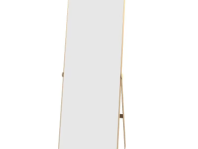 Full Length Floor Mirror With Golden Metal Stand For Modern Home Decor 3d model