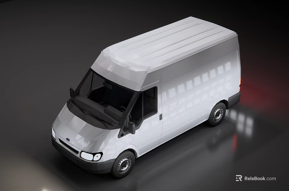 White Cargo Van With Flat Roof And Multiple Windows For Commercial Use 3d model 
