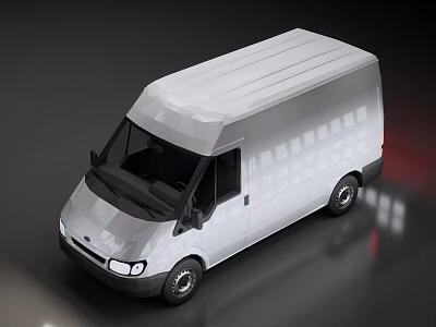 White Cargo Van With Flat Roof And Multiple Windows For Commercial Use 3d model