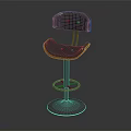 Modern Black Leather Bar Stool With Adjustable Metal Frame And Round Base 3d model