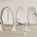 Various Shaped Wooden Framed Mirrors In Modern Interior Reflecting Plant And Sofa