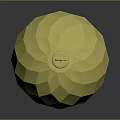 Yellow Polyhedral Sphere Weapon With Textured Surface Top Ring And String 3d model
