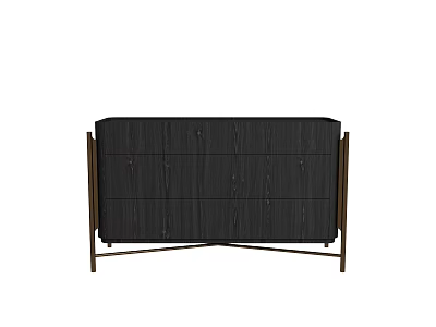 Modern Black Entryway Cabinet Sideboard With Wooden Drawers And Metal Frame 3d model