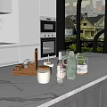 Modern Open Concept Kitchen Interior With Island Counter And Cabinets 3d model