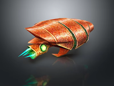 Decorative Ornament Set With Unique Textured Orange Design And Green Glowing Accents 3d model