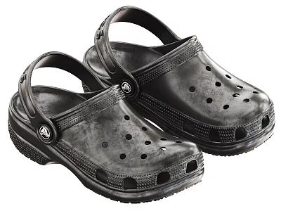 Black Clogs Shoes With Adjustable Straps Ventilation Holes And Thick Non Slip Sole 3d model