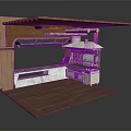 Rustic Outdoor Kitchen Station With Wooden Roof Metal Cooking Equipment And Platform