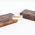 Vintage Retro Wooden Boxes With Old Metal Locks Corners And Natural Wood Grain