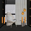 Modern Leisure Accent Chair In Stylish Interior With Large Window Pendant Lights And Side Table