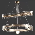 Elegant Crystal Double Ring Chandelier Modern Design With Illuminated Glass Elements 3d model