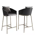 Modern Luxury Bar Stools With Black Leather Upholstery And Metal Frame Design