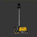 Yellow Mobile Lighting Tower With Four Top Lights Base And Tools 3d model