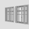 Metal Blinds Mounted On White Door With Glass Panes And Brass Handles