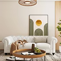 Nordic three-seat sofa pull-up sofa 3d model