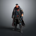Male Character In Tactical Outfit With Long Coat Armor Details And Combat Boots