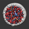 White Cream Birthday Cake With Fresh Berries Number 2 Candle And Cookie Decorations