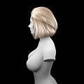 Game and Movie Character 3D Model with Blonde Short Hair Upper Body and Black Background