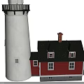 Two Classic White Coastal Lighthouses With Matching Red Lightkeeper House Architecture Display Models