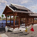 Scenic Area Ancient Building Pavilion Ancient Building Cool Promenade 3d model