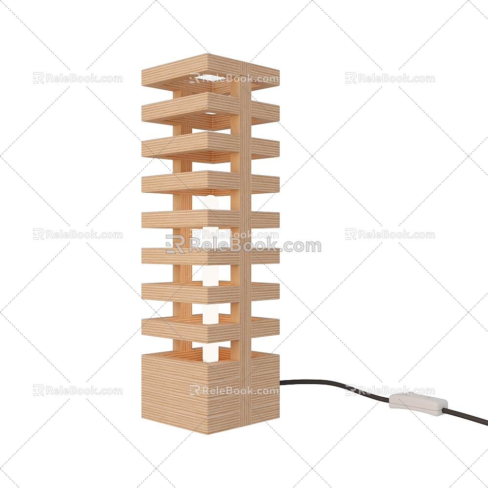 Wooden Frame Shape Creative Lamp Wooden Floor Lamp Table Lamp 3d model