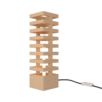 Minimalist Wooden Table Lamp With Layered Stack Design And Square Base For Home Decor 3d model
