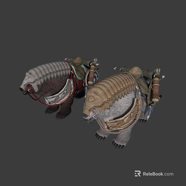 Armored Creatures With Saddles As Riding Mounts For Fantasy Characters 3d model 