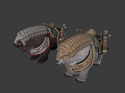Armored Creatures With Saddles As Riding Mounts For Fantasy Characters 3d model