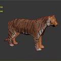 3D Tiger Model In Stylized Design With Orange Black Stripes And White Accents