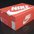 Red Nike Shoe Boxes Open And Closed With White Logo Design 3d model