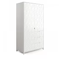 Modern White Wardrobe Interior Design With Geometric Patterns And Storage Drawers 3d model