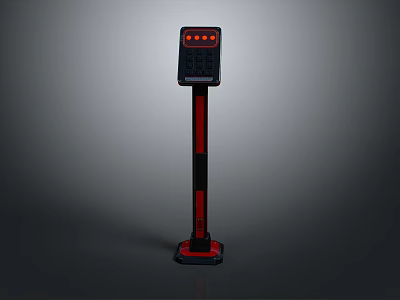 Modern Standing Equipment With Red And Black Body Control Panel And Display Screen 3d model
