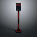 Modern Standing Equipment With Red And Black Body Control Panel And Display Screen