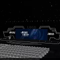 Event Stage Design With LOGO Blue Lighting Audience Seats And Large Screen