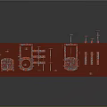 Red Industrial Mechanical Device 3D Model With Metal Frames Pipes Circular Components And Platforms