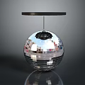 Silver Mirrored Disco Ball Decorative Light With Hanging Design And Reflective Surface 3d model