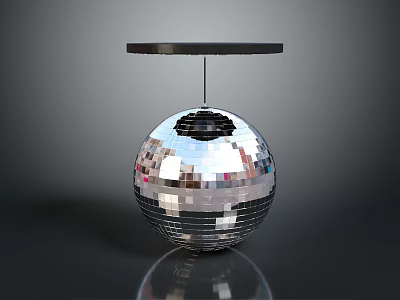 Silver Mirrored Disco Ball Decorative Light With Hanging Design And Reflective Surface 3d model