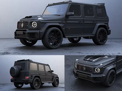Black Mercedes G Class Sporty Design With Black Wheels And Roof Rack 3d model