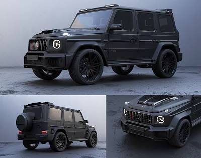 Black Mercedes G Class Sporty Design With Black Wheels And Roof Rack 3d model